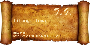 Tihanyi Irma névjegykártya